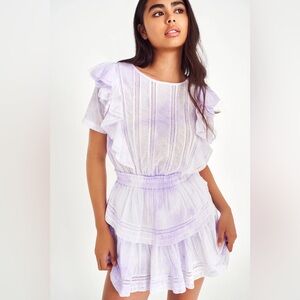 LoveShackFancy Natasha Ruffled Mini Dress Purple